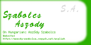 szabolcs aszody business card